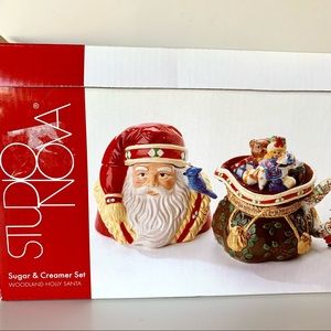 NIB STUDIO NOVA Woodland Holly Santa Creamer Set
